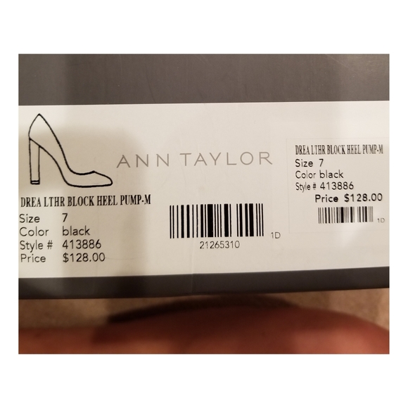 Ann Taylor black leather block heel pumps - Picture 3 of 8